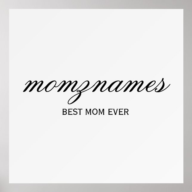 Personalized Best Mom Ever Calligraphy Name Holder (Front)