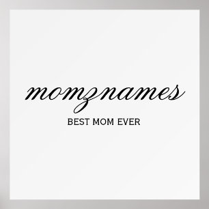 Personalized Best Mom Ever Calligraphy Name Holder