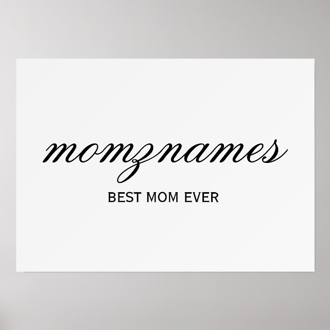Personalized Best Mom Ever Calligraphy Name Holder (Front)
