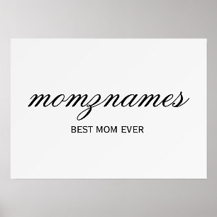 Personalized Best Mom Ever Calligraphy Name Holder