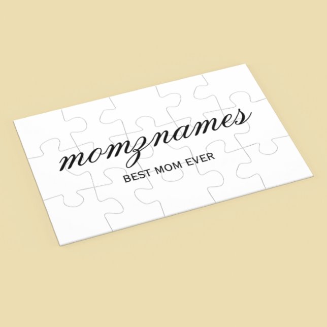 Personalized Best Mom Ever Calligraphy Name Jigsaw Puzzle (Creator Uploaded)