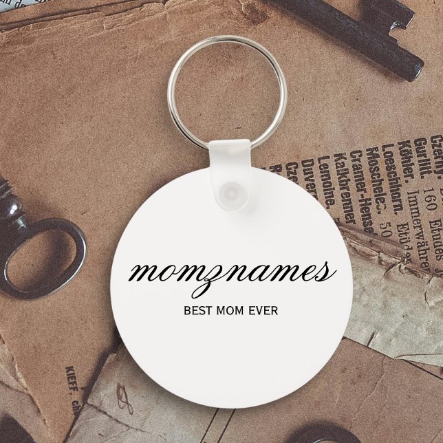 Personalized Best Mom Ever Calligraphy Name Keychain (Creator Uploaded)