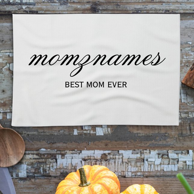 Personalized Best Mom Ever Calligraphy Name Kitchen Towel (Creator Uploaded)