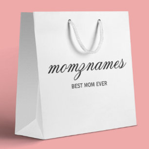 Personalized Best Mom Ever Calligraphy Name Large Gift Bag