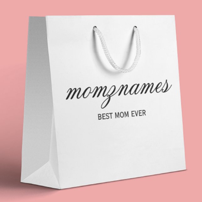 Personalized Best Mom Ever Calligraphy Name Large Gift Bag (Creator Uploaded)