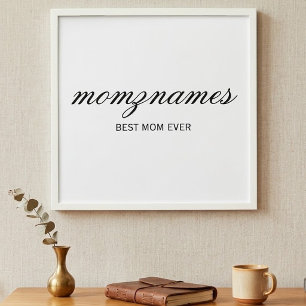 Personalized Best Mom Ever Calligraphy Name Peel And Stick Photo Tile