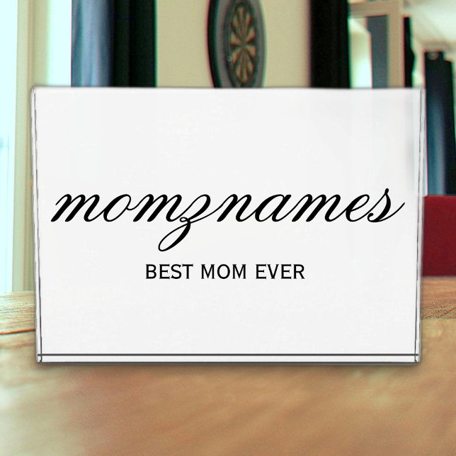 Personalized Best Mom Ever Calligraphy Name Photo Block (Creator Uploaded)
