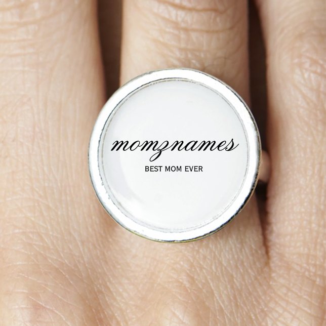 Personalized Best Mom Ever Calligraphy Name Ring (Creator Uploaded)