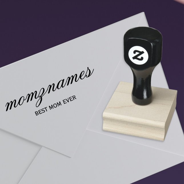 Personalized Best Mom Ever Calligraphy Name Rubber Stamp (Creator Uploaded)
