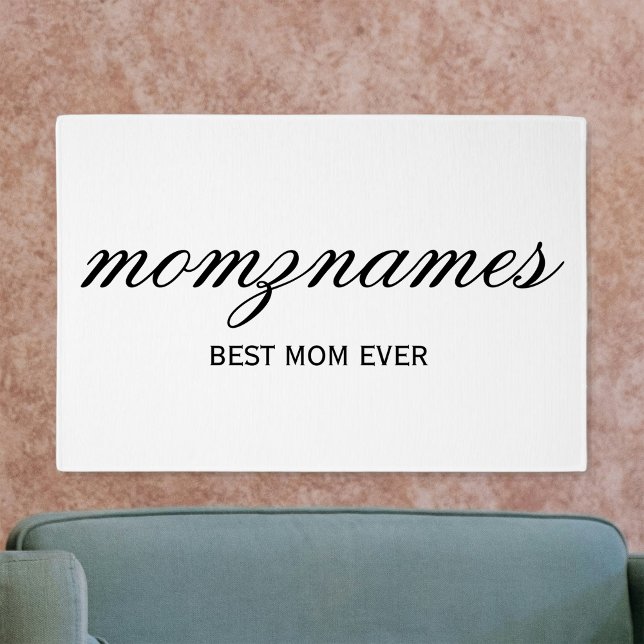 Personalized Best Mom Ever Calligraphy Name Rug (Creator Uploaded)