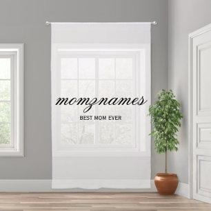 Personalized Best Mom Ever Calligraphy Name Sheer Curtains