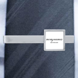 Personalized Best Mom Ever Calligraphy Name Silver Finish Tie Bar