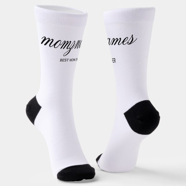 Personalized Best Mom Ever Calligraphy Name Socks (Angled)