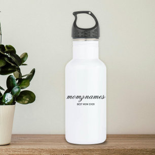 Personalized Best Mom Ever Calligraphy Name Stainless Steel Water Bottle