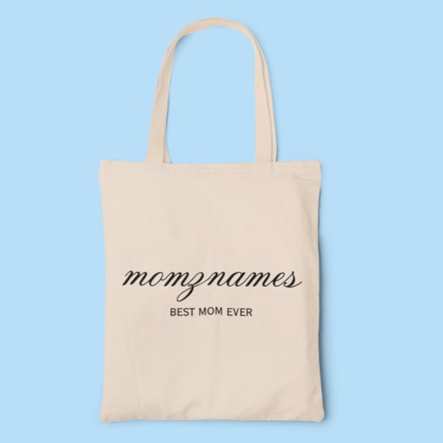 Personalized Best Mom Ever Calligraphy Name Tote Bag (Creator Uploaded)