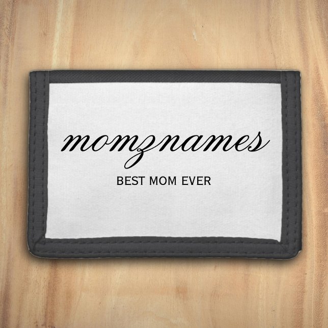 Personalized Best Mom Ever Calligraphy Name Trifold Wallet (Creator Uploaded)