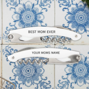 Personalized Best Mom Ever Calligraphy Name Waiter's Corkscrew
