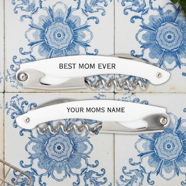 Personalized Best Mom Ever Calligraphy Name Waiter's Corkscrew (Creator Uploaded)