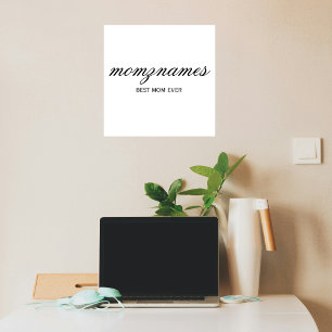 Personalized Best Mom Ever Calligraphy Name Wall Decal
