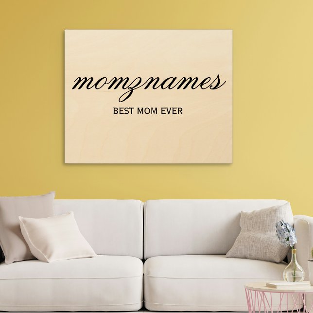 Personalized Best Mom Ever Calligraphy Name Wood Wall Art (Creator Uploaded)