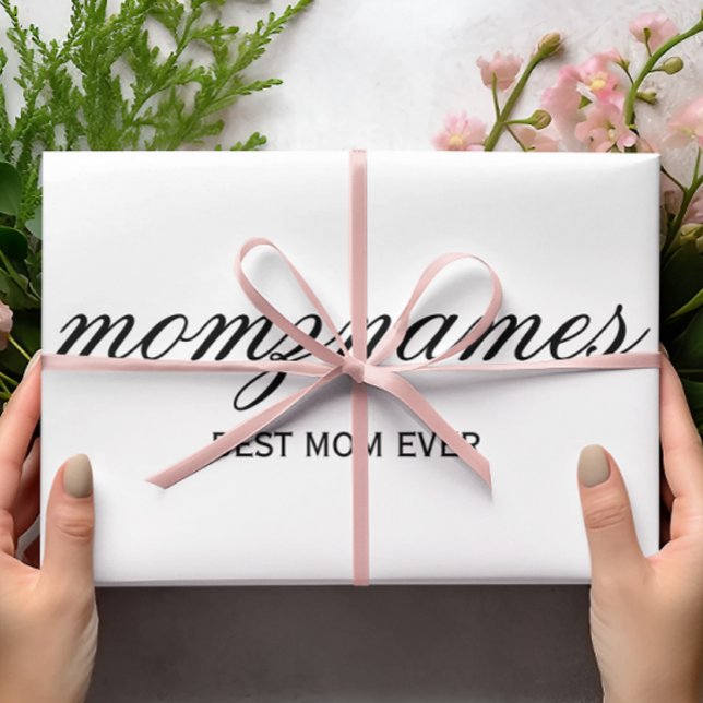 Personalized Best Mom Ever Calligraphy Name Wrapping Paper Sheets (Creator Uploaded)