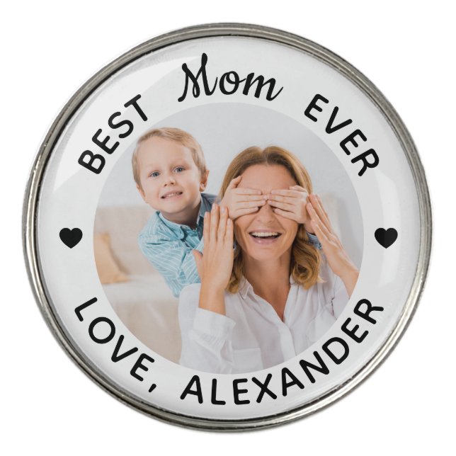 Personalized Best Mom Ever Custom Photo Golf Ball Marker (Front)