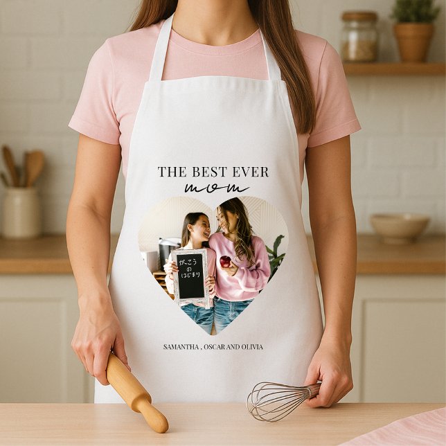 Personalized Best Mom Ever Heart Photo Apron (Creator Uploaded)