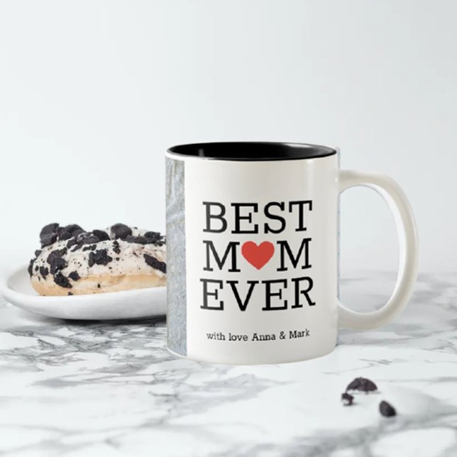 Personalized Best Mom Ever Heart Photo Coffee Mug (Creator Uploaded)