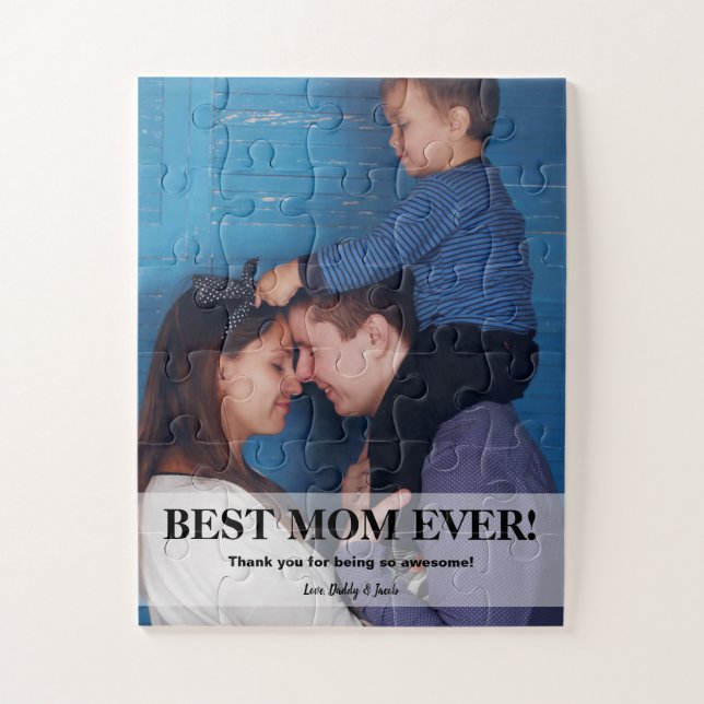 Personalized Best Mom Ever Photo Jigsaw Puzzle (Vertical)