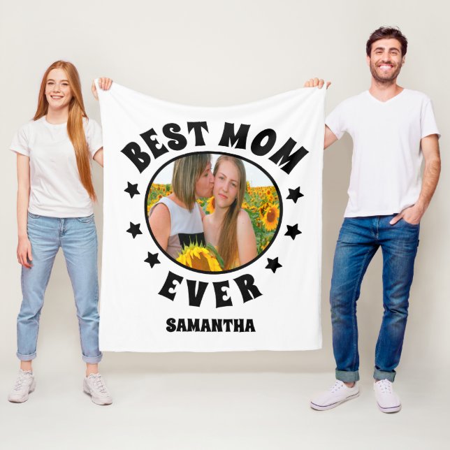 Personalized Best Mom Ever Photo Mother's Day  Fleece Blanket (In Situ)