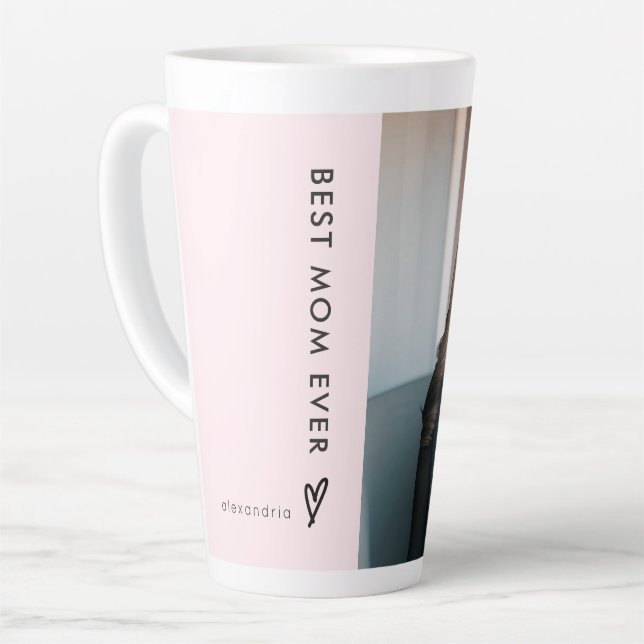 Personalized Best Mom Ever Photo Mug in Pink (Left Angle)