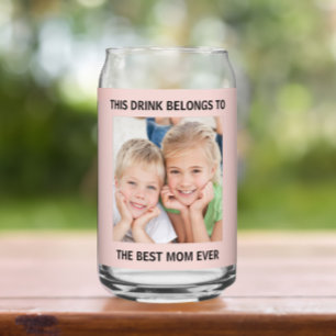  Personalized Best Mom Ever Photo Pink Can Glass