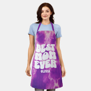 Personalized Best Mom Ever Purple Tie Dye Apron