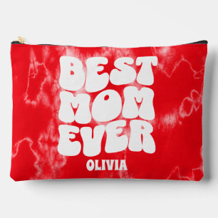 Personalized Best Mom Ever Red Tie Dye  Accessory Pouch