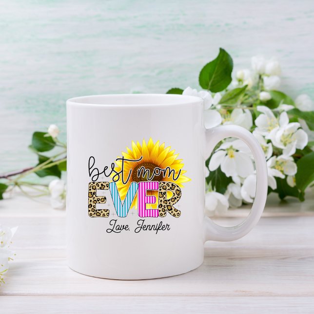 Personalized  Best Mom Ever Sunflower Coffee Mug (Creator Uploaded)