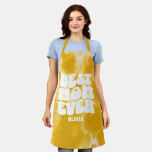 Personalized Best Mom Ever Yellow Tie Dye Apron