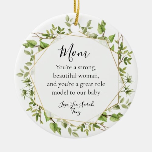 Personalized best mom mom Joining the Family Tree Ceramic Ornament
