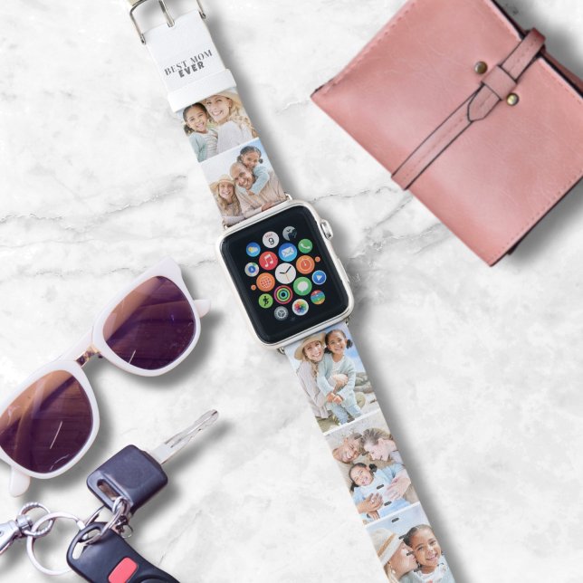 Personalized Best Mom Photo Collage Apple Watch Band (Personalized Best Mom Photo Collage Apple Watch Band)