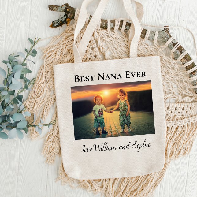 Personalized Best Nana Ever Photo  Tote Bag (Best Nana Ever Kid's Photo/Names Tote Bag)