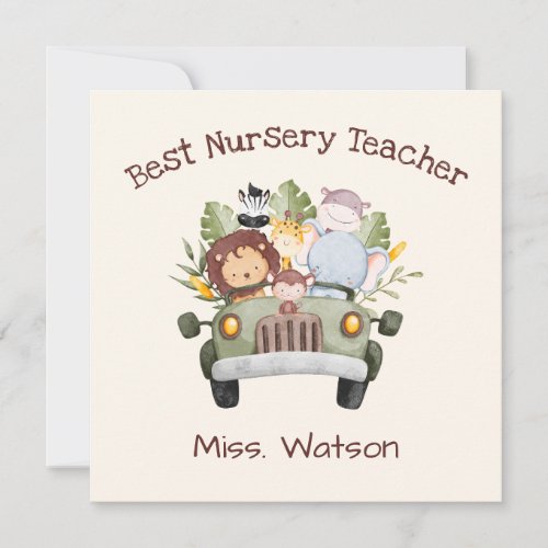 Personalized Best Nursery Teacher Greeting Card