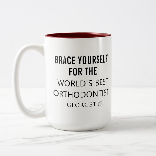 Personalized Best Orthodontist Professional Name Two-Tone Coffee Mug (Left)