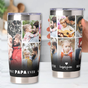 Personalized Best Papa 8 Photo Collage Father Insulated Tumbler