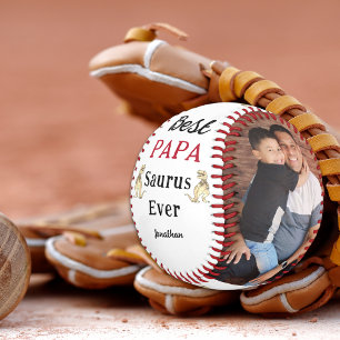Personalized Best Papa Saurus Ever Kids Photo Baseball