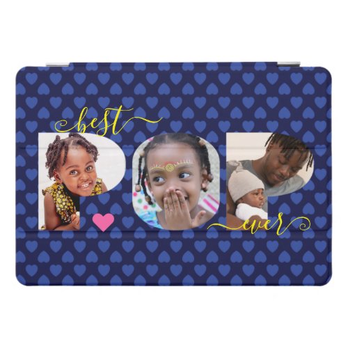 Personalized Best POP Ever Navy Blue Photo Collage iPad Pro Cover