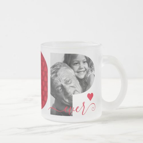 Personalized Best POP Ever Navy Red Photo Collage Frosted Glass Coffee Mug