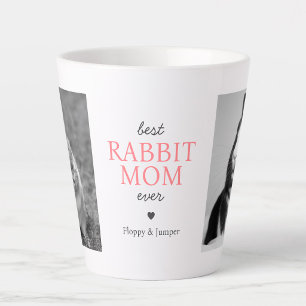 Personalized Best Rabbit Mom Ever 2 Photo Collage Latte Mug