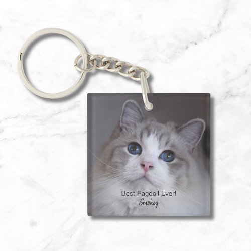 Personalized Best Ragdoll Cat Ever Pet Photo Keychain