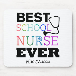 Personalized Best School Nurse Ever Colorful Desk Mouse Pad