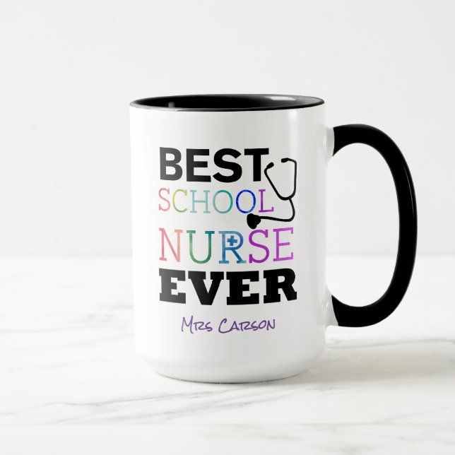 Personalized Best School Nurse Ever Colorful Mug (Right)