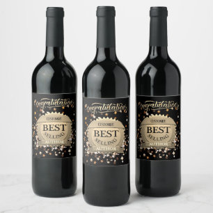 Personalized Best Selling Author Gold Wine Label
